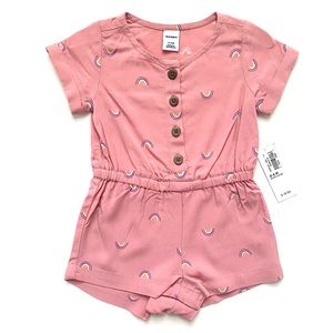 Old Navy Baby Girl Rainbow Button-Front Romper